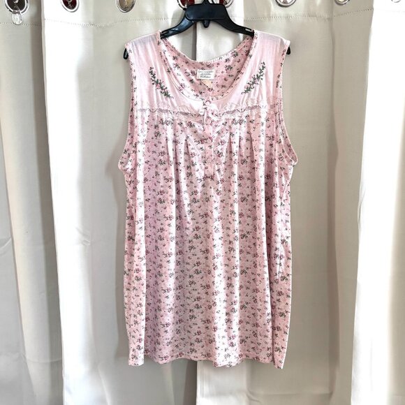 Vtg Lati Fashion Nightgown Size XL Pink Floral Coquette Sleep Shirt Bow 18888 - Picture 1 of 7